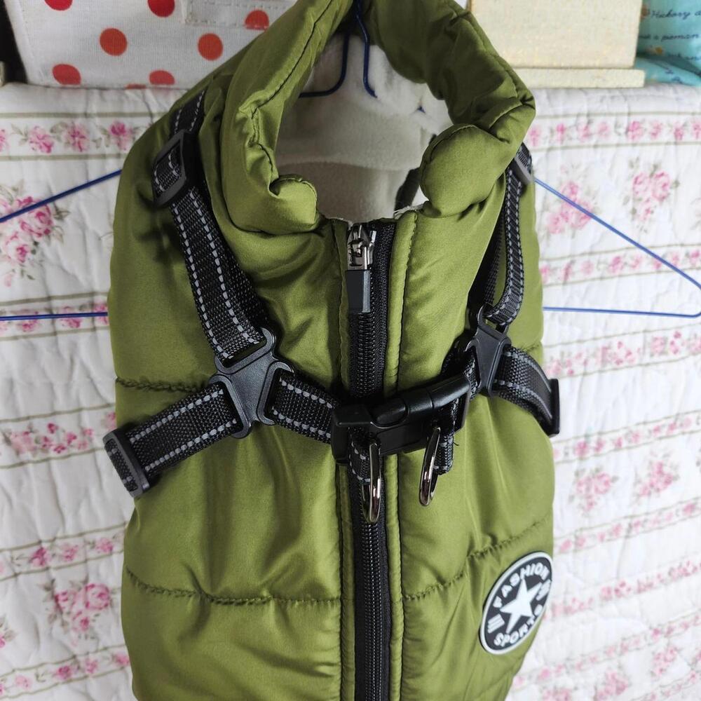 V-PET-B-R Dog Puffer Vest Harness Winter Coat Warm Padded Apparel XL